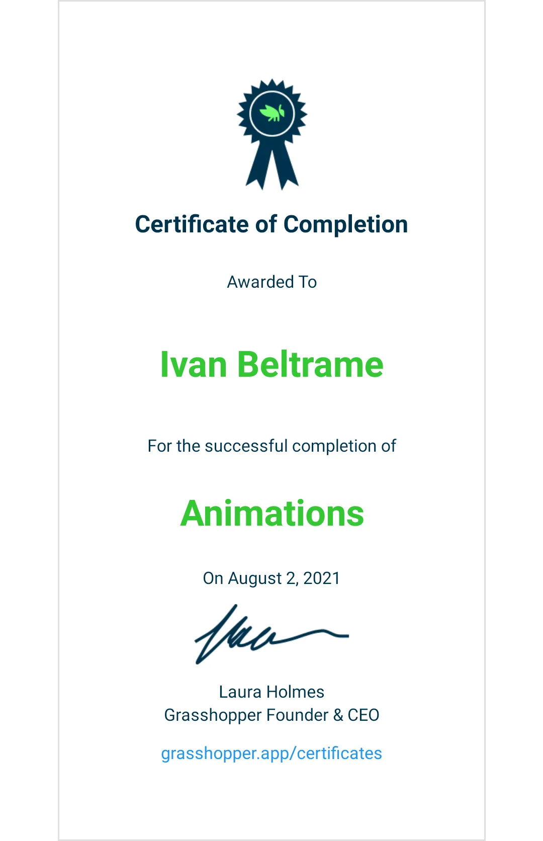 Certificato Animations